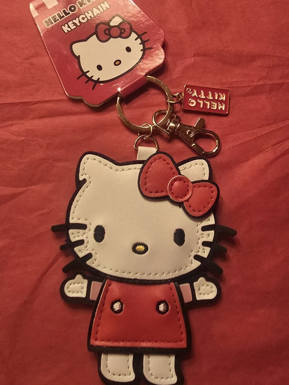 Hello Kitty Sanrio Red & White Character Keychain. Official Large